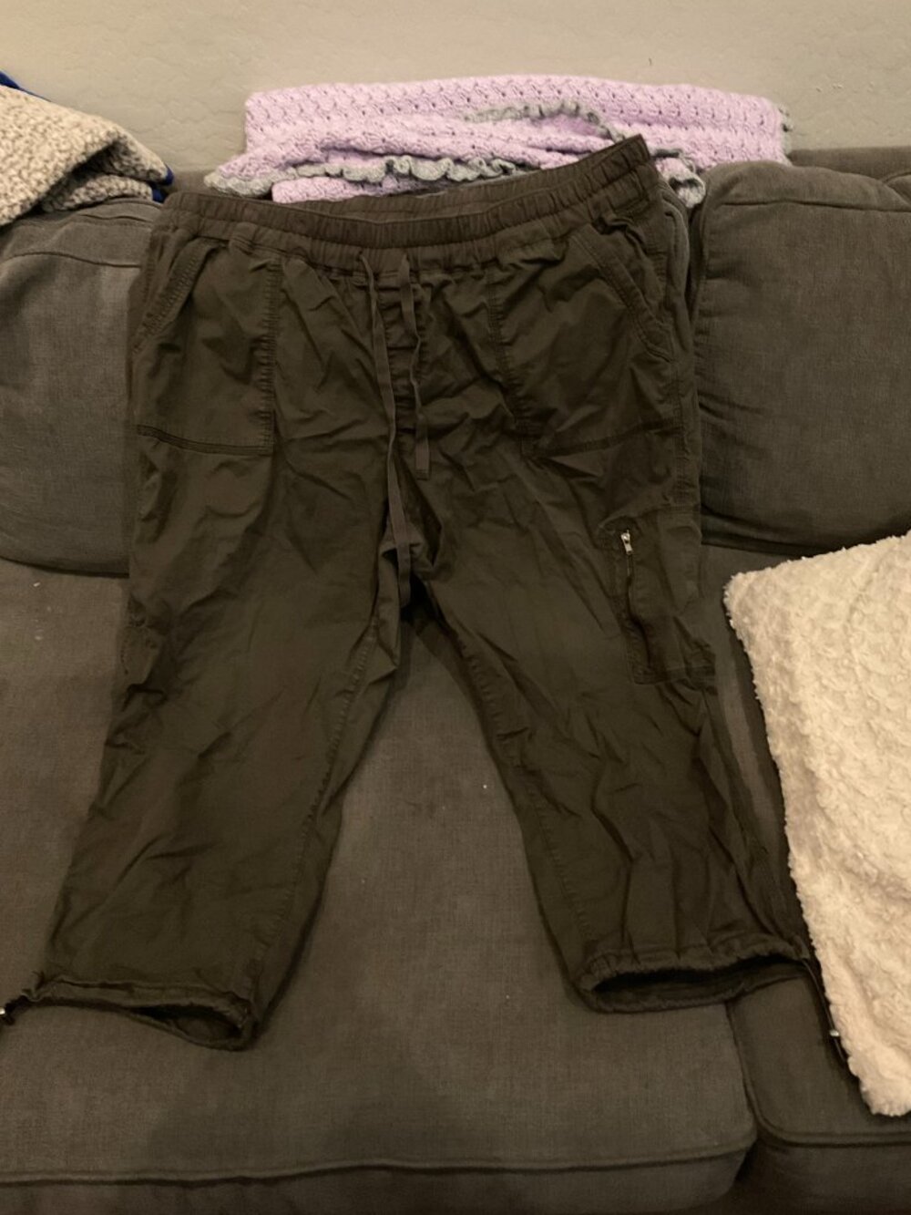 Lane Bryant Cargo Jogger Pants Olive Khaki Size 18/20 Cotton Drawstring - Picture 2 of 4